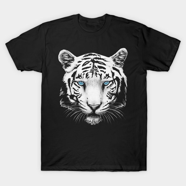 White Tiger Face T-Shirt by adik